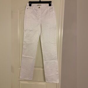 𝅺ST. John Marie Textured Bright White Pants High Rise Straight Leg Sz 2 NWT $495